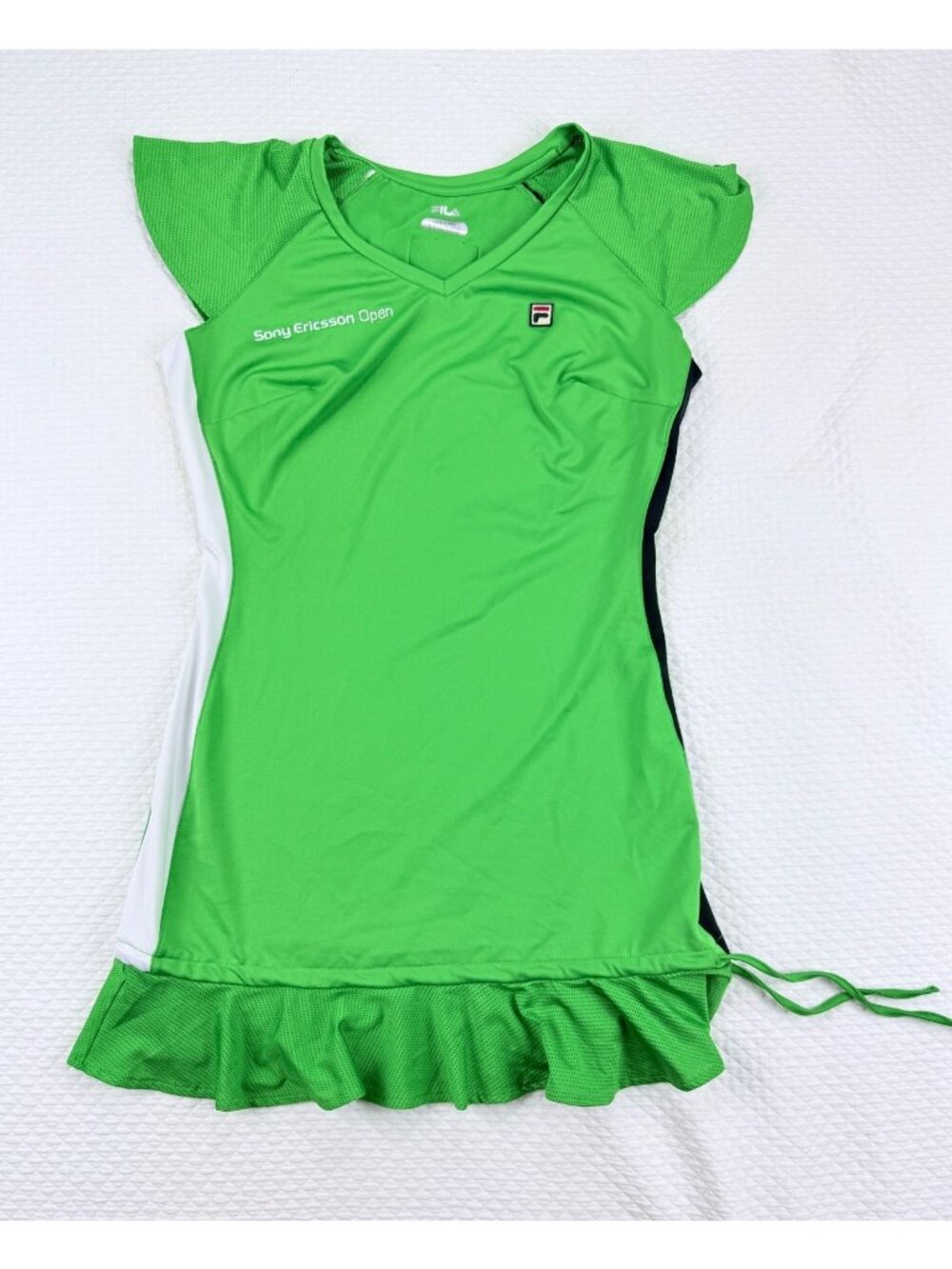 NWT FILA Sport Tennis Dress Size Small Sony Ericsson Ruffled Tie Hem Cap Sleeve